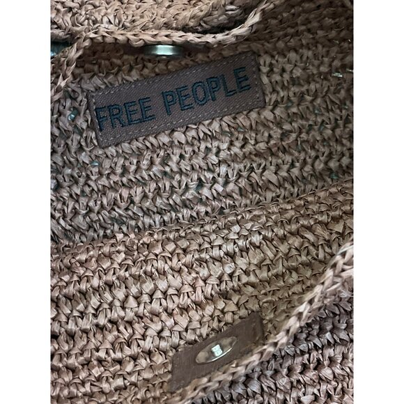 Free People Sintra Straw Tote Shoulder Handbag Chocolate NWT - Picture 6 of 7